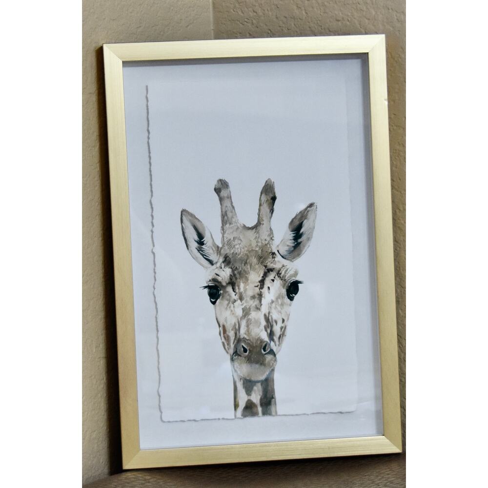 Marmont Hill Cheeky Giraffe Watercolor Floating Framed Wall Art Print